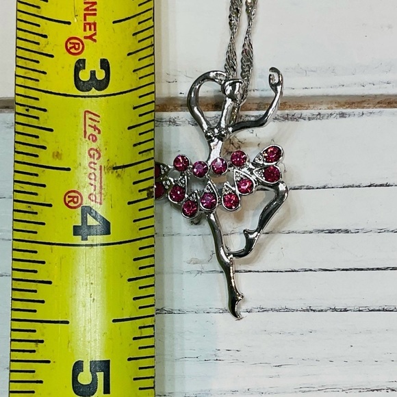 Silver Tone Adorable Pastel Crystal Ballerina Necklace for Teen or Girls - Picture 5 of 10